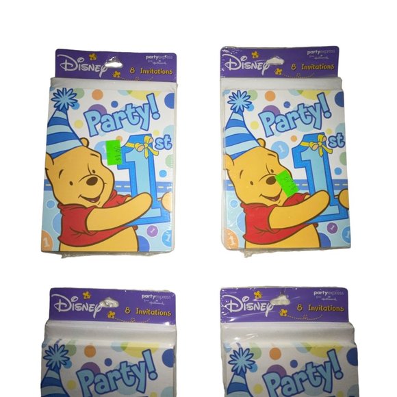 NIP Hallmark Disney Winnie the Pooh Vintage 1st Birthday Invitations Party Cards - Picture 2 of 6